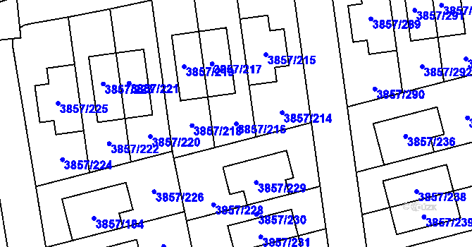 Parcela st. 3857/216 v KÚ Modřany, Katastrální mapa