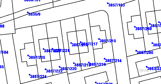 Parcela st. 3857/217 v KÚ Modřany, Katastrální mapa