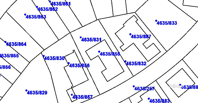 Parcela st. 4635/855 v KÚ Modřany, Katastrální mapa