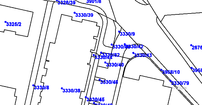 Parcela st. 3330/82 v KÚ Modřany, Katastrální mapa