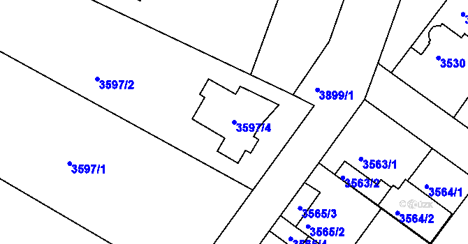 Parcela st. 3597/4 v KÚ Modřany, Katastrální mapa