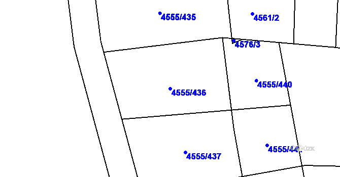 Parcela st. 4555/436 v KÚ Modřany, Katastrální mapa