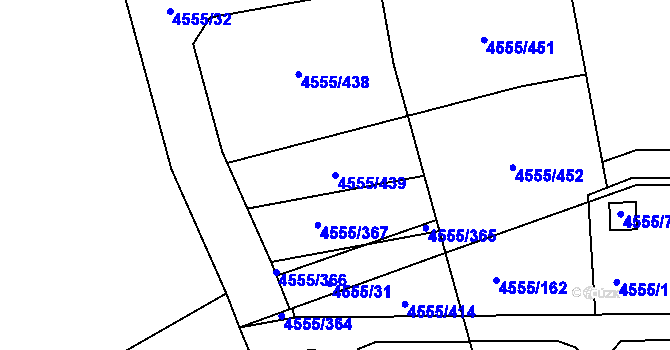 Parcela st. 4555/439 v KÚ Modřany, Katastrální mapa