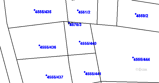 Parcela st. 4555/440 v KÚ Modřany, Katastrální mapa