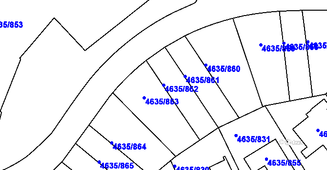 Parcela st. 4635/862 v KÚ Modřany, Katastrální mapa