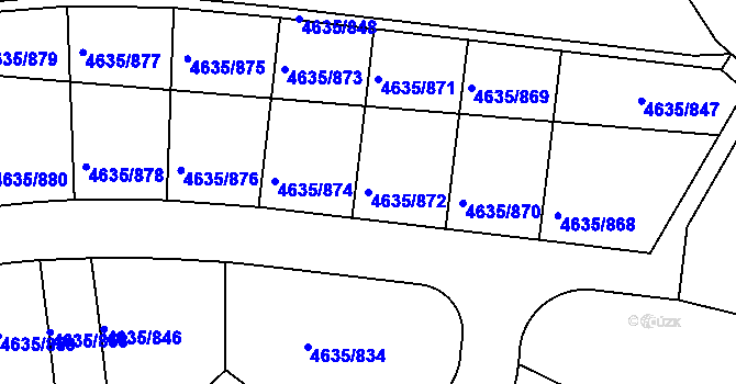 Parcela st. 4635/872 v KÚ Modřany, Katastrální mapa