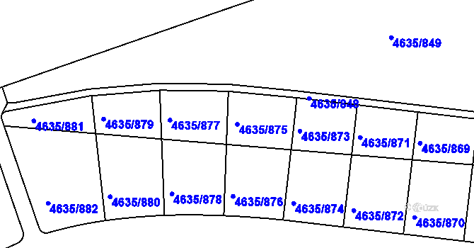 Parcela st. 4635/875 v KÚ Modřany, Katastrální mapa