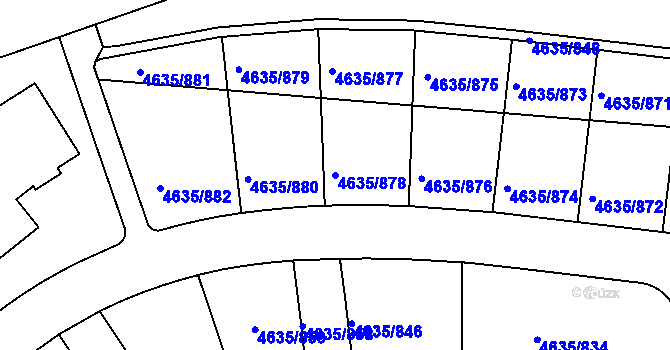 Parcela st. 4635/878 v KÚ Modřany, Katastrální mapa