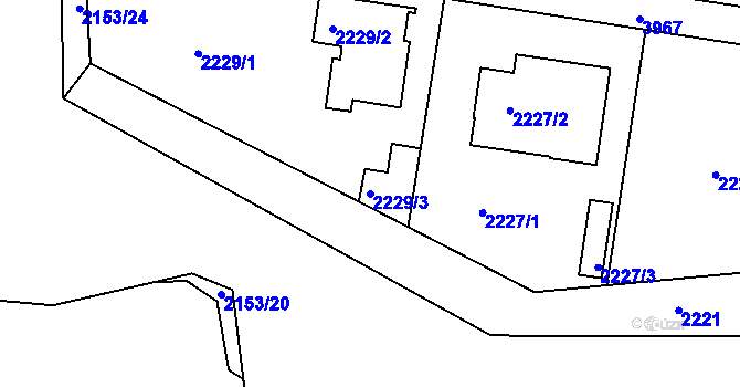 Parcela st. 2229/3 v KÚ Modřany, Katastrální mapa