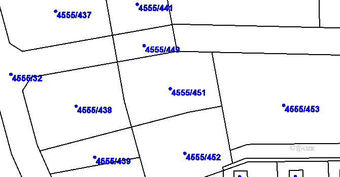 Parcela st. 4555/451 v KÚ Modřany, Katastrální mapa