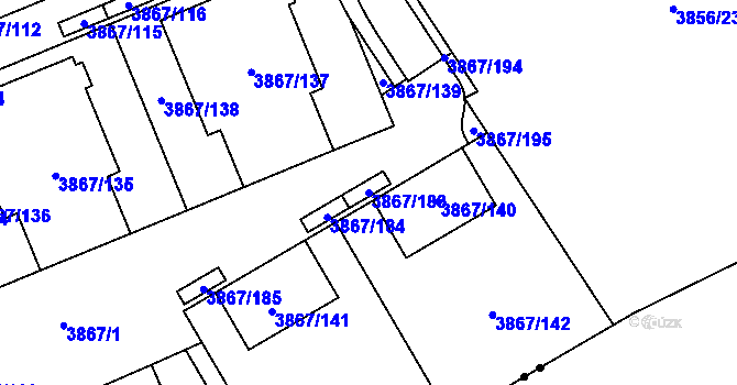 Parcela st. 3867/183 v KÚ Modřany, Katastrální mapa