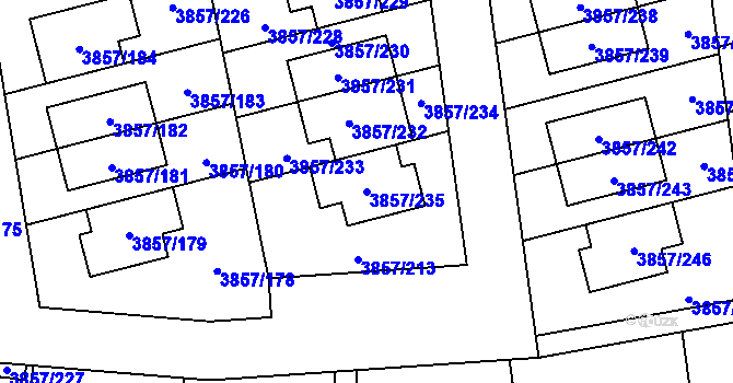 Parcela st. 3857/235 v KÚ Modřany, Katastrální mapa