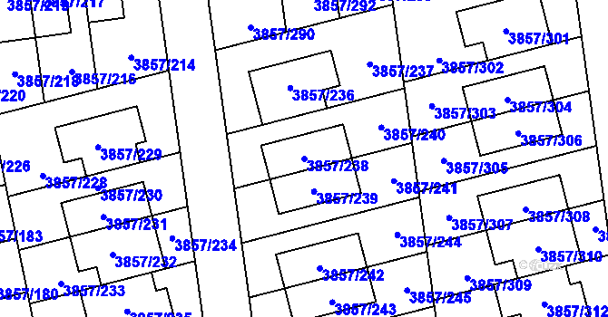 Parcela st. 3857/238 v KÚ Modřany, Katastrální mapa