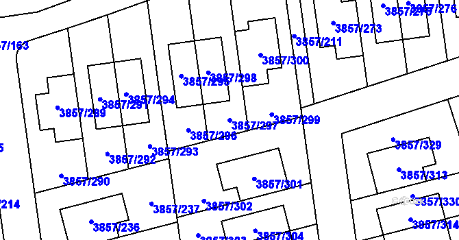 Parcela st. 3857/297 v KÚ Modřany, Katastrální mapa