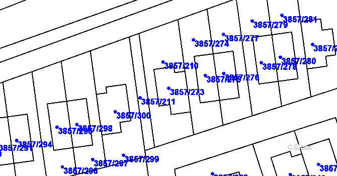 Parcela st. 3857/273 v KÚ Modřany, Katastrální mapa