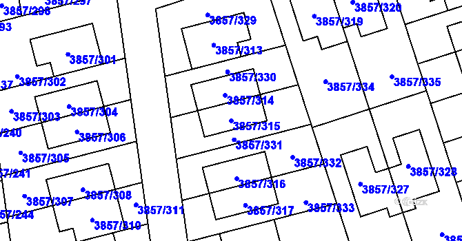 Parcela st. 3857/315 v KÚ Modřany, Katastrální mapa