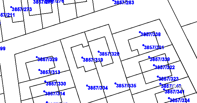 Parcela st. 3857/320 v KÚ Modřany, Katastrální mapa