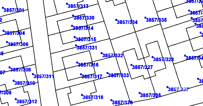 Parcela st. 3857/332 v KÚ Modřany, Katastrální mapa