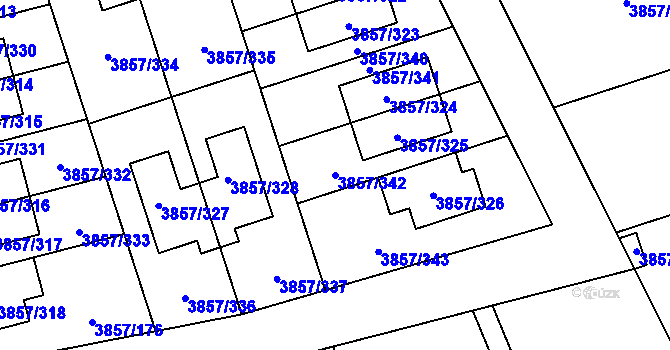 Parcela st. 3857/342 v KÚ Modřany, Katastrální mapa