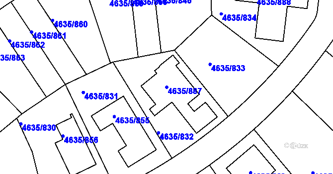 Parcela st. 4635/887 v KÚ Modřany, Katastrální mapa