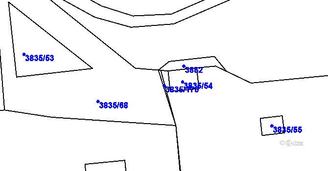 Parcela st. 3835/170 v KÚ Modřany, Katastrální mapa