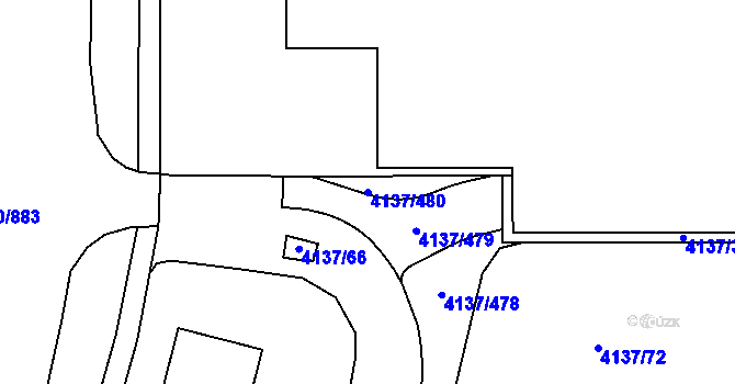 Parcela st. 4137/480 v KÚ Modřany, Katastrální mapa