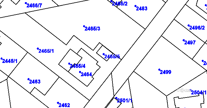 Parcela st. 2465/5 v KÚ Modřany, Katastrální mapa