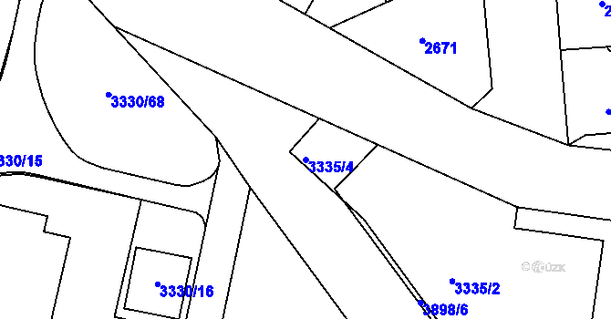 Parcela st. 3335/4 v KÚ Modřany, Katastrální mapa