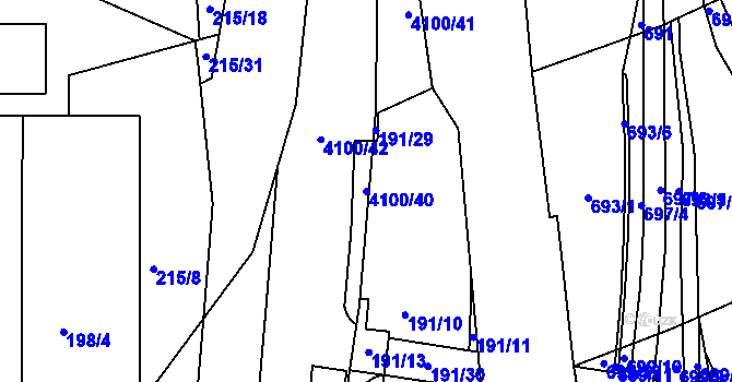 Parcela st. 4100/40 v KÚ Modřany, Katastrální mapa