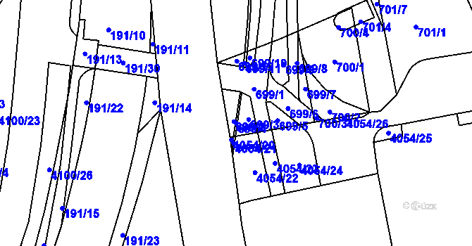 Parcela st. 699/4 v KÚ Modřany, Katastrální mapa