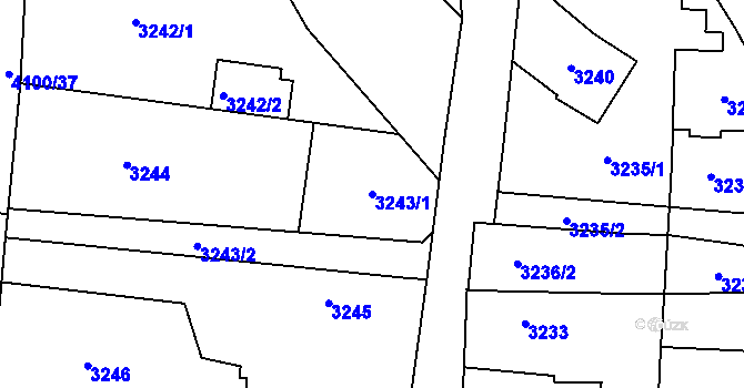 Parcela st. 3243/1 v KÚ Modřany, Katastrální mapa