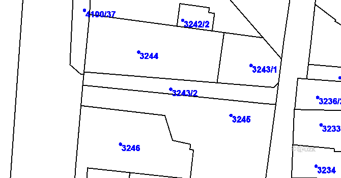 Parcela st. 3243/2 v KÚ Modřany, Katastrální mapa