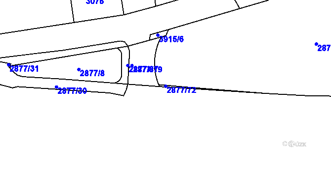 Parcela st. 2877/72 v KÚ Modřany, Katastrální mapa