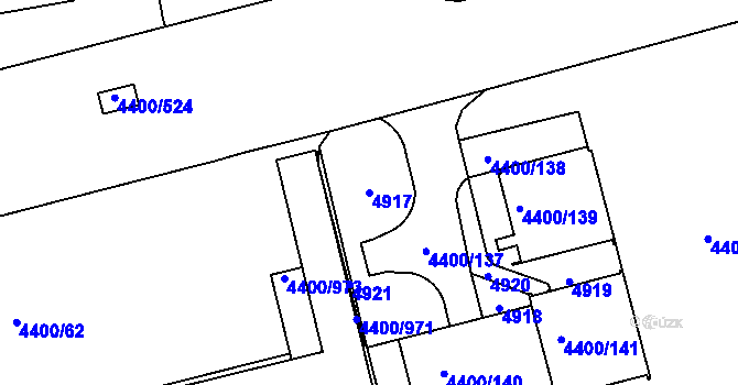 Parcela st. 4917 v KÚ Modřany, Katastrální mapa