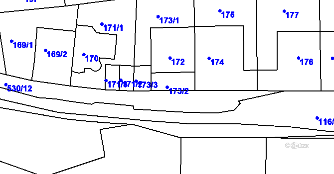 Parcela st. 173/2 v KÚ Radlice, Katastrální mapa