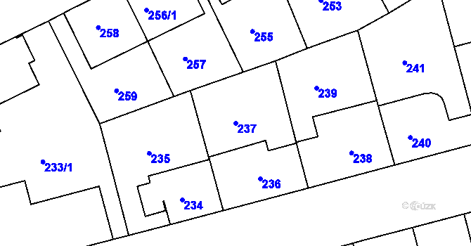 Parcela st. 237 v KÚ Radlice, Katastrální mapa