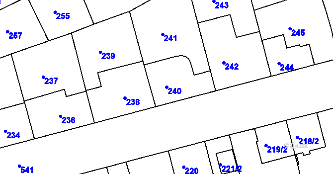 Parcela st. 240 v KÚ Radlice, Katastrální mapa