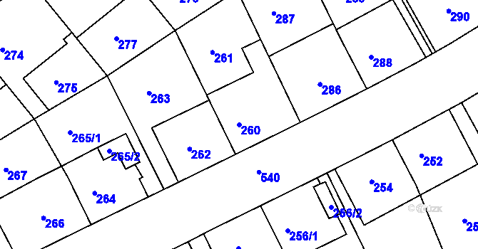 Parcela st. 260 v KÚ Radlice, Katastrální mapa