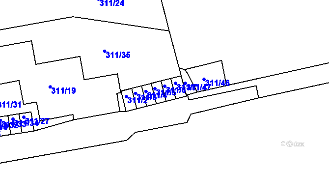 Parcela st. 311/6 v KÚ Radlice, Katastrální mapa