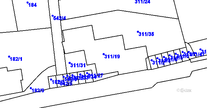 Parcela st. 311/19 v KÚ Radlice, Katastrální mapa