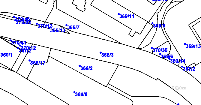 Parcela st. 366/3 v KÚ Radlice, Katastrální mapa