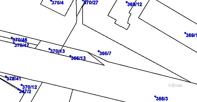 Parcela st. 366/7 v KÚ Radlice, Katastrální mapa