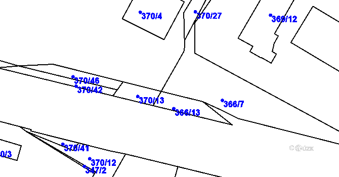 Parcela st. 366/8 v KÚ Radlice, Katastrální mapa