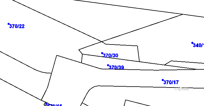 Parcela st. 370/30 v KÚ Radlice, Katastrální mapa