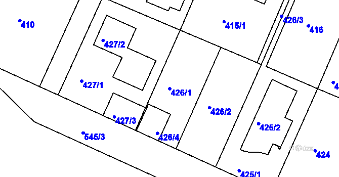 Parcela st. 426/1 v KÚ Radlice, Katastrální mapa