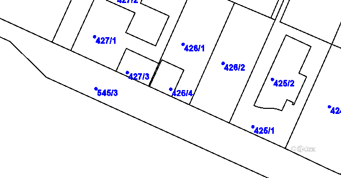 Parcela st. 426/4 v KÚ Radlice, Katastrální mapa