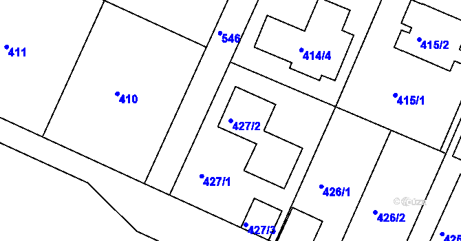 Parcela st. 427/2 v KÚ Radlice, Katastrální mapa