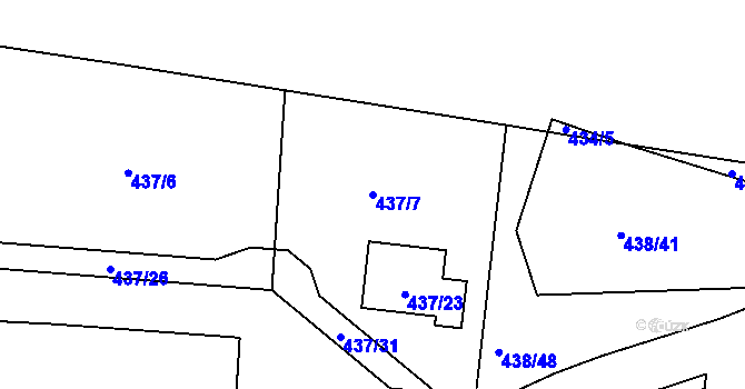 Parcela st. 437/7 v KÚ Radlice, Katastrální mapa