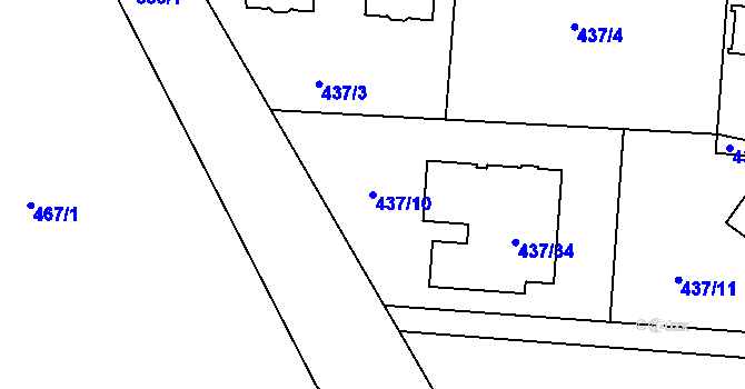 Parcela st. 437/10 v KÚ Radlice, Katastrální mapa