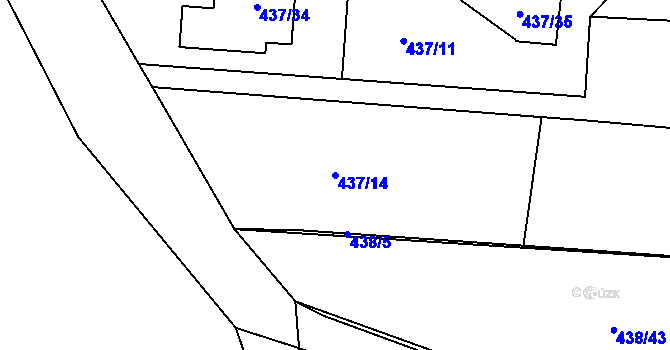 Parcela st. 437/14 v KÚ Radlice, Katastrální mapa